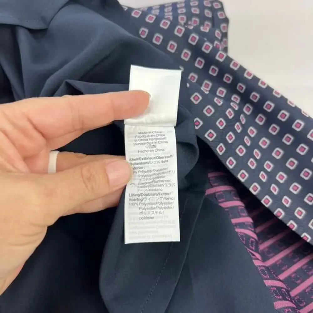 NWT J. Crew Navy Pink Pleated Full-skirt Jacquard Dress 00 Classy Career‎ Retro
